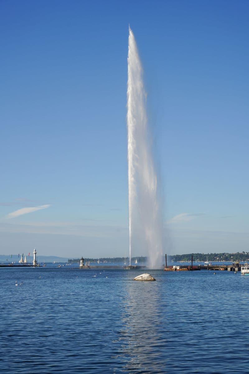 Geneva skyline with Jet d'Eau fountain - home to Switzerland's top cosmetic dentistry clinics