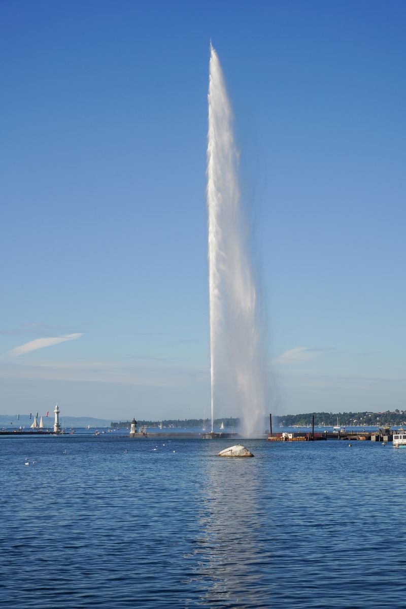 Geneva skyline with Jet d'Eau fountain - home to Switzerland's top cosmetic dentistry clinics